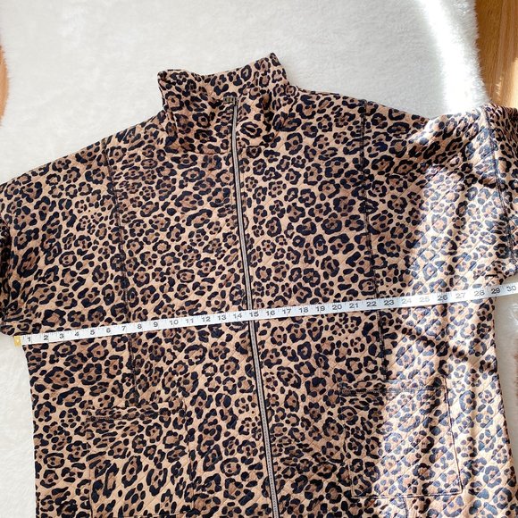 Ruby Rd. Women's Animal Print Leopard Zip-front Jacket, Front Pockets, 3X - Picture 4 of 9